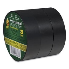 Duck Pro Electrical Tape, 1" Core, 0.75" x 50 ft, Black, 3/Pack