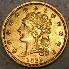 1836 CLASSIC HEAD $2.5 GOLD QUARTER EAGLE ATTRACTIVE BEAUTY SCARCE TOUGHER DATE
