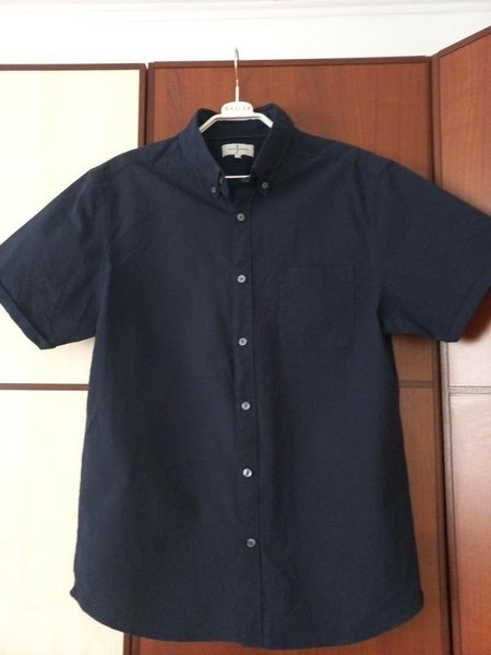 Men Jasper Conran Shirt Navy Cotton L #9J4B