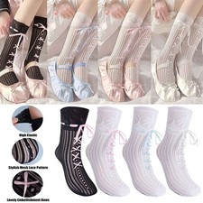 Women Socks Mesh Lace Flower Lolita Girls Calf Knee Socks Dance Cosplay Sweet