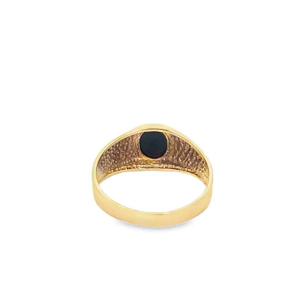 Vintage Oval Black onyx cabochon gents ring 10k Yellow solid gold mans size 10 - Image 4 of 4