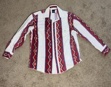Vtg 90s Wrangler Western Pearl Snap Shirt Mens L Long Sleeve Aztec Southwestern