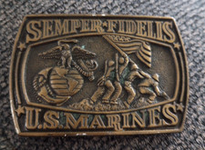 Vintage Semper-Fidelis U.S. Marines Belt Buckle 1976