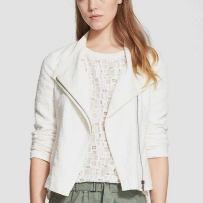 NWT Women's Vince Stretch Cotton Frise Asymmetrical Zip Biker Jacket Sz M