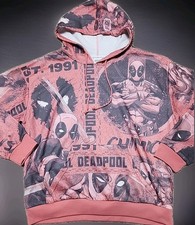 Deadpool Graphic Pullover Hoodie Sweatshirt Large Lightweight NWT