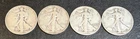 Lot Of 4 Walking Liberty Silver Half Dollars 1937-s, 1940-s, 1942, 1944-D