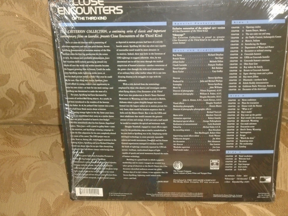 Close Encounters Of The Third Kind The Criterion Collection Laserdisc 125A LD - Image 2 of 2