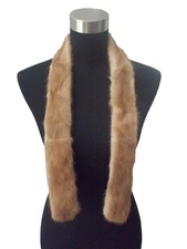 VTG Honey Color Thin Mink Fur Neck Scarf Collar Belt