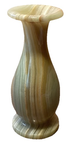 Egyptian ALABASTER Stone Hand Carved Vase With Green & Browns - Picture 4 of 6