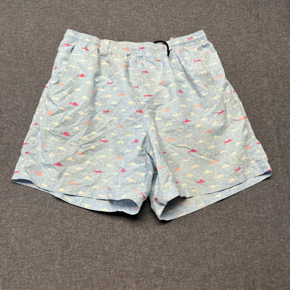 Columbia Herren Badehose Gr. L blau Haifischmuster 100% Nylon Netzfutter