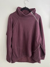 Athleta Cozy Karma Asym Pullover Burgundy Women's Fleece Lined W/thumbholes XLT