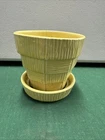 Vintage McCoy Mid Century Modern Art Pottery Yellow Basket Weave Flower Pot 5”