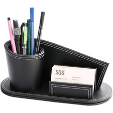Office Accessories Creative Stylish Leather Pen/Pencil Holder,Multi-Function ...