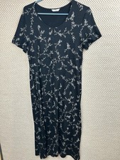 Vintage St Michael Stretchy Maxi Dress Size 12 Black  Floral Short Sleeved M&S