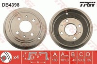 2X Trw Bremstrommel DB4398 FüR Lancia Fiat Ford Panda RU8 Ka Punto Tempra Delta