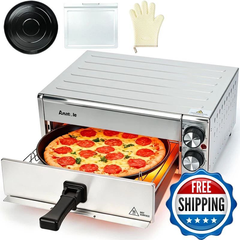 Anatole Electric Pizza Oven Indoor Air Fryer 12 1800W Stainless Steel
Opens in a new window or tab