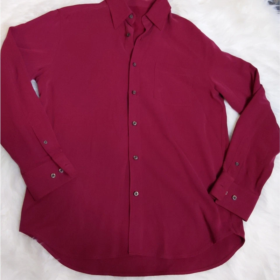 Camisa Tommy Bahama 100% seda manga comprida com botões vermelha - Imagem 2 de 4