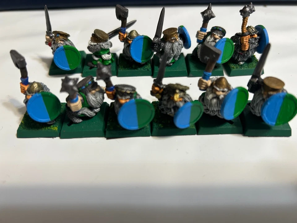 Unidad de 18 DWARF Barbas Largas Metal Ejército Bien Pintado Warhammer Fantasía Juegos Raros Foto 3 de 4
