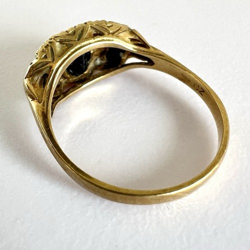 9ct Yellow Gold Sapphire Ring Cubic Zirconia Vintage Hallmarked 9K 375 Size Q - Picture 10 of 24