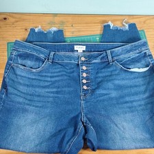 Maurices m jeans High Rise Distressed Blue Denim Button Plus Size Women's Jeans