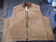 Carhartt Vest Mens 2XL Tan V02 Brn Quilt Lined Zip RN 14806