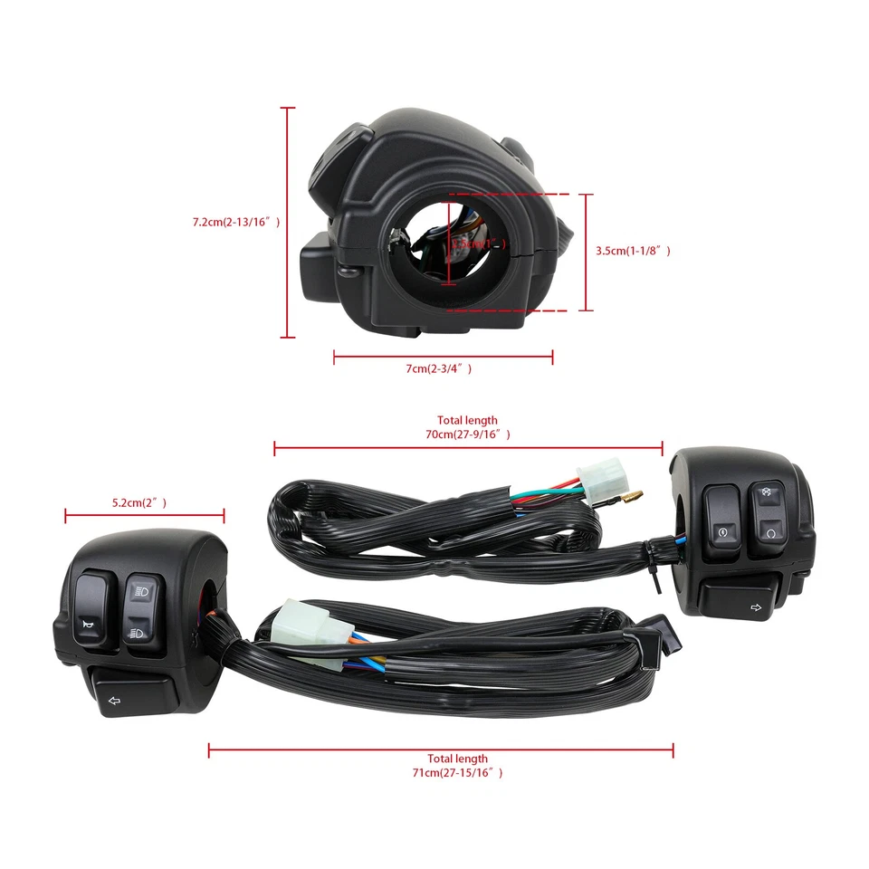 Interruptores de control de manillar personalizados de 1" 1996-2012 para Harley Sportster XL 883 1200 Foto 2 de 4