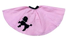 Youth One Size Pink Poodle Skirt Elastic Waist Measuring 21" Without Stretch