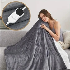 Electric Heated Blanket With Temperature & Time Control. 10 Temperature Mode