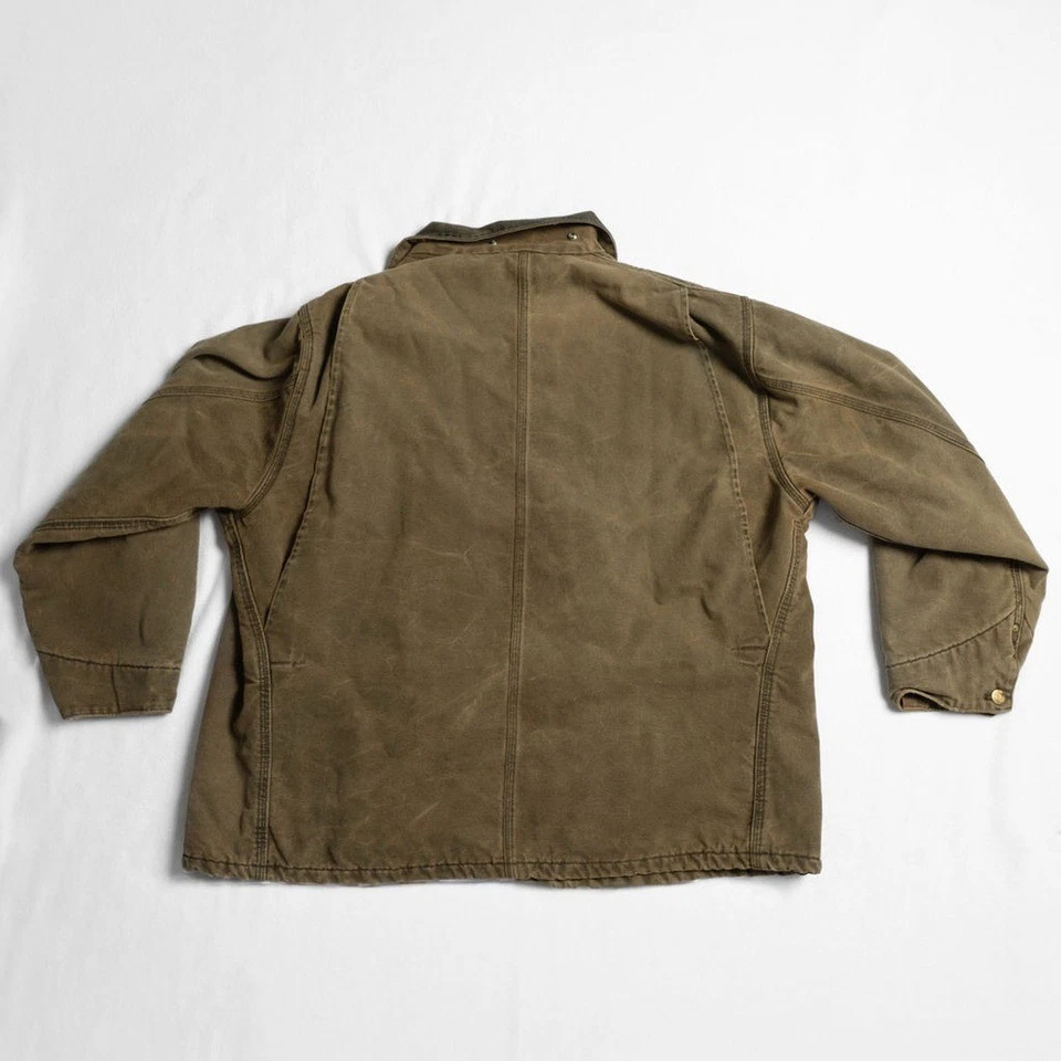 Abrigo de tareas vintage Carhartt forrado con manta, desgastado CB1082, XL para hombre, marrón Foto 2 de 4