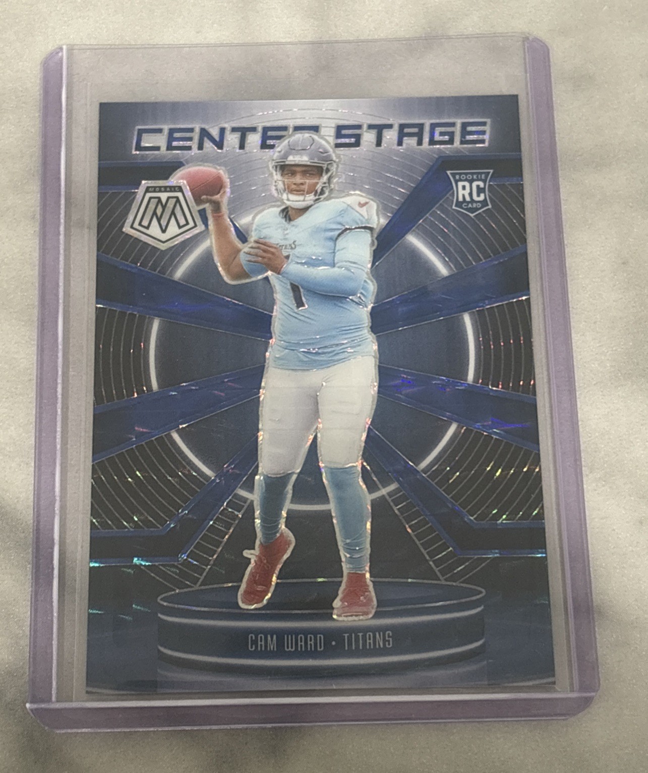 2025 Mosaic Football Cam Ward RC Blue Center Stage /99