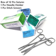 Training Sutures For Medical Dental Veterinary w/Needle Holder & Stitch Scissors