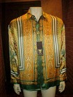 Chemise Homme 100% Soie Crème De Silk – Motif Géométrique – Taille L – Neuve