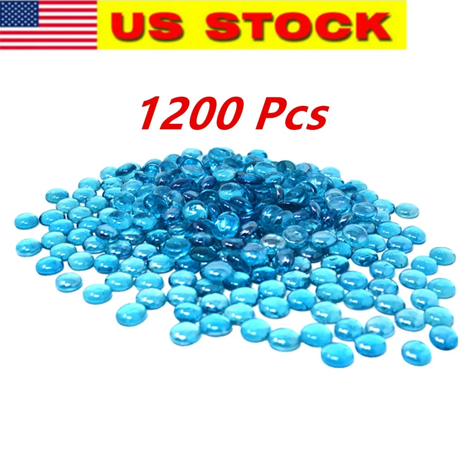 1200 Pcs Ocean Blue Glass Gems, Pebbles, Mosaic Tiles, Marble Vase Filler (12LB) - Image 1 of 4