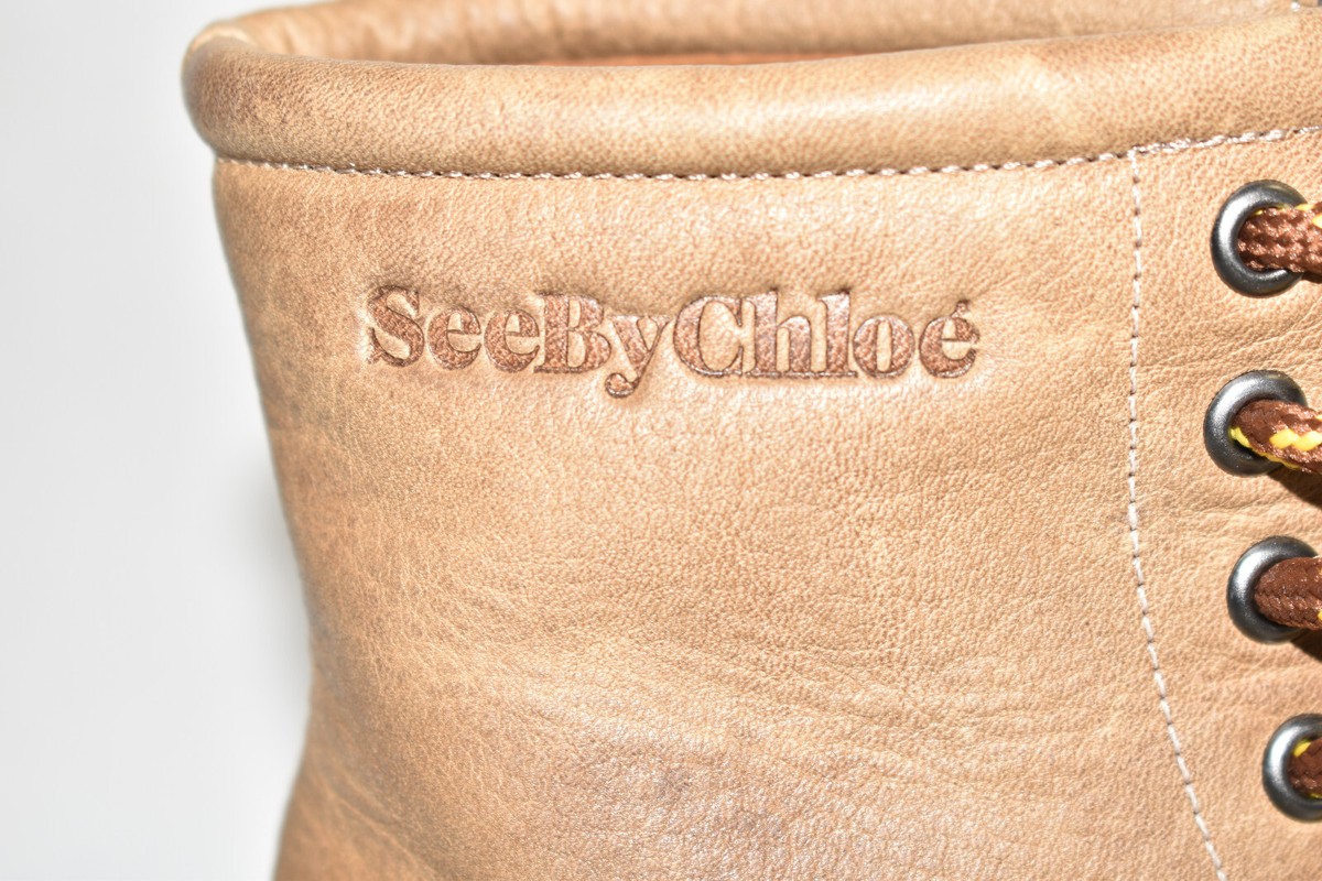 $700 SEE BY CHLOE Mahalia Boot PLATFORM BROWN LACED EYELET