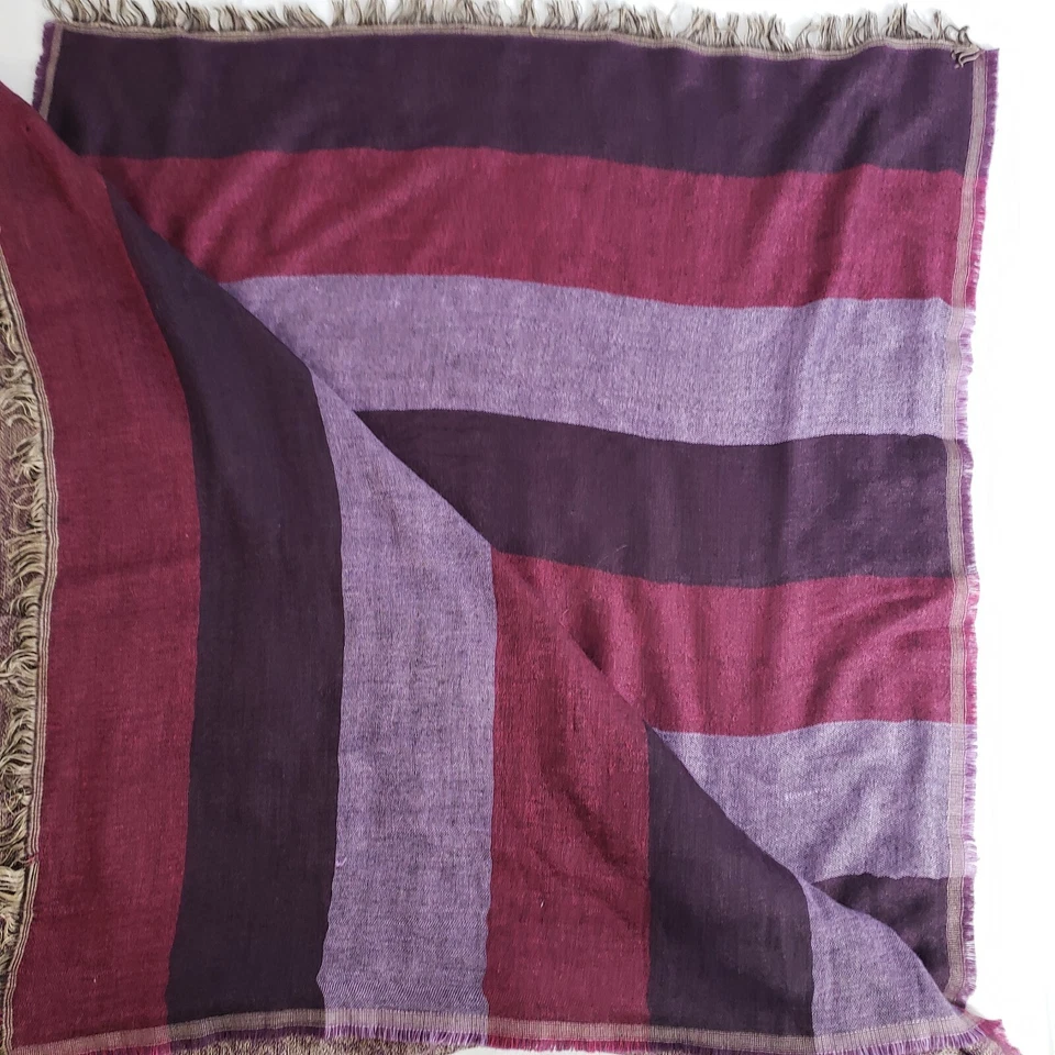 Bufanda Chicos Dos Caras Paisley/Rayas Flecos Extra Suave 24x70 En Mantón Envoltura Foto 4 de 4