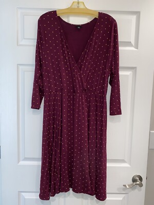 Torrid Burgundy & Gold Polka Dot 3/4 Sleeve Faux Wrap Dress - 2X | eBay Torrid Burgundy & Gold Polka Dot 3/4 Sleeve Faux Wrap Dress - 2X | eBay