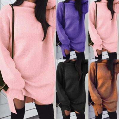 knee length dresses for ladies Threadbare Women's Khaki Green Knitted Sweater Ladies' Jumper Dress