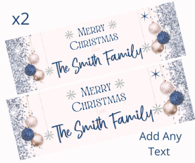 Personalisierte Banner ROSEGOLD und MARINE WEIHNACHTEN x 2 GROSSES Poster NAMEN HINZUFÜGEN