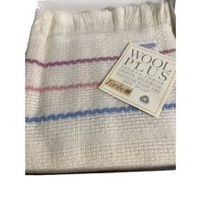 Vintage Faribo Wool Plus Classic Afghan/Throw 50x60 Multi-Colored Striped.