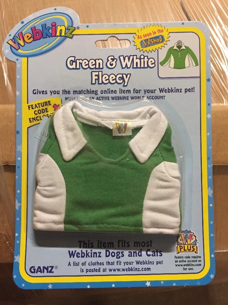 Webkinz Clothing Green White Fleecy With Online Code From Ganz Plush