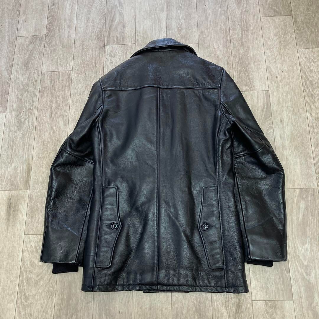 Schott Car Coat Leather Jacket Cowhide Black Size 36 Pre-owned