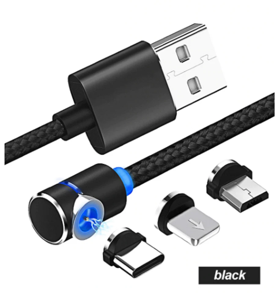 CAVO MAGNETICO ANGOLO UNIVERSALE TYPE C MICRO 8 PIN USB COMPATIBILE LED - Immagine 4 di 4