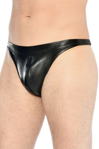 Patrice Catanzaro LUIGI Faux Leather Thong BLACK Haute couture Made in France - Bild 2 von 3