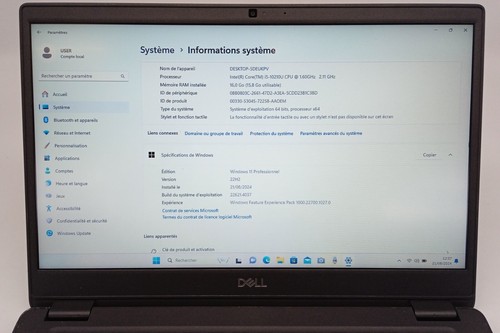 DELL Latitude 3410 14"-i5-1021U-1,60GHz-Ram 16GO-NVMe 256 GB-SN:2G78103 - Photo 3/9