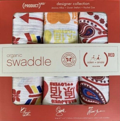 Aden+Anais Red Special Edition Organic Designer Swaddles (3-Pack) (849345014958)