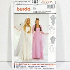 Burda Pattern 2484 Medieval Fairy Gown Bride Maiden Costume 10-12-14-16-18-20