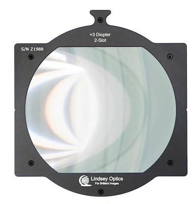 Lindsey Optics +3 Diopter 2-Slot Brilliant Tray Mount Close-Up Lens New in Box
