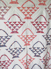 Quilt Topper Handstitched Basket Pattern Multi-Color 80x100 Farmhouse Grandmacor