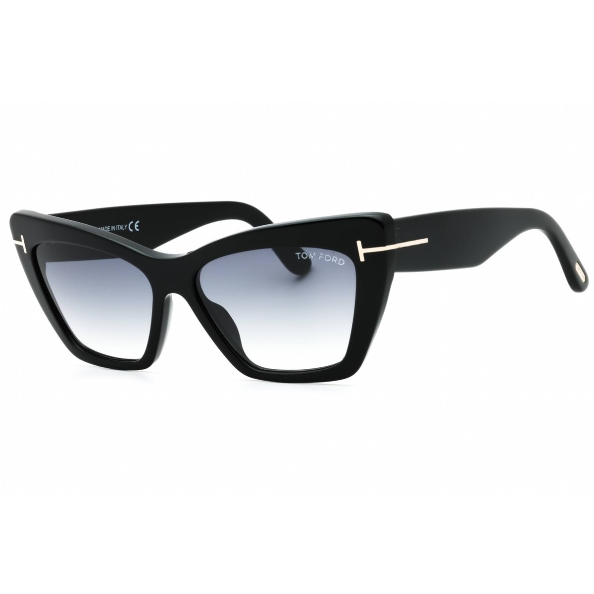 Tom Ford Women's Sunglasses Shiny Black Acetate Cat Eye Full