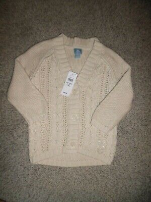 NWT $29.99 BABY GAP Cream Cable Knit Cotton Sweater Size 18-24 